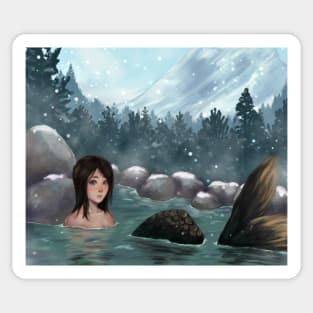 Hot Spring Mermaid Sticker